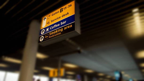 istock Indicator board showing direction to services for passengers at airport terminal 962477480