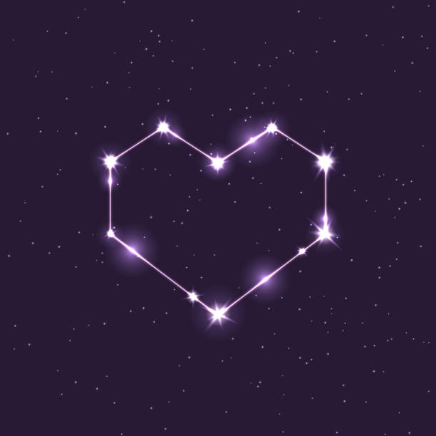 ilustraciones, imágenes clip art, dibujos animados e iconos de stock de ilustración de la constelación en forma de un corazón en el espacio - valentines day heart shape backgrounds star shape