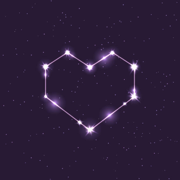 illustrazioni stock, clip art, cartoni animati e icone di tendenza di costellazione illustrazione a forma di cuore nello spazio - valentines day heart shape backgrounds star shape