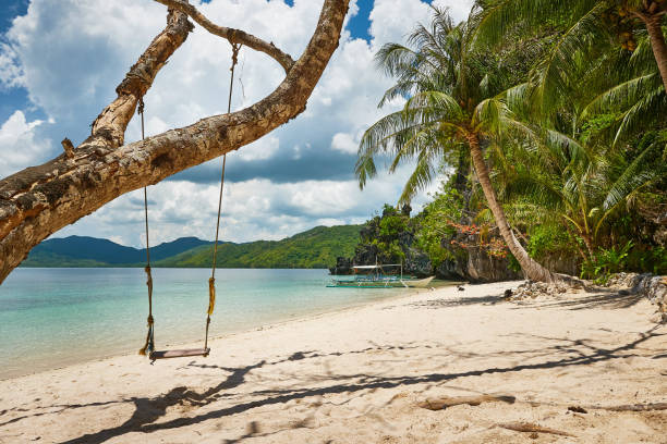 istock Swing at paradise beach in Palawan, Philippines 962485810