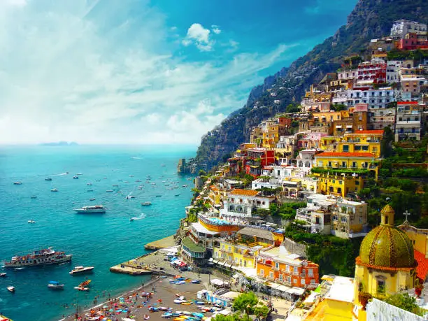beautiful Positano colors, amalfi, Italy