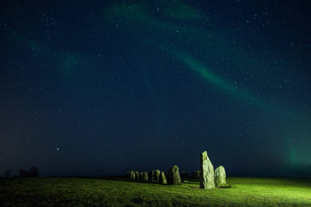 istock Northern Lights over Ancient monument Ales stones in Sweden (XXXLarge) 962503374