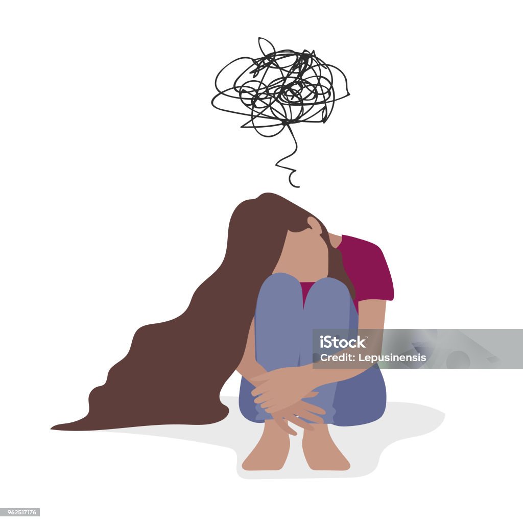 Vector Cartoon Illustration Of Despaired Women Sad When Sitting Alone On  The Floor Isolated Characters On White Background Stock Illustration -  Download Image Now - iStock