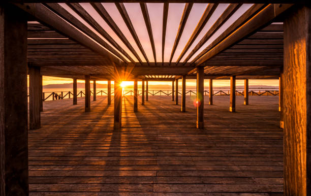 Ray of light in trabucador beach dock in Spain