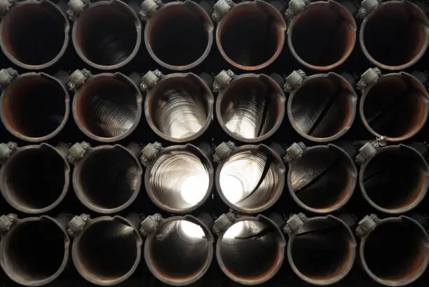 Photo of look through the tubes of BM-21 Grad