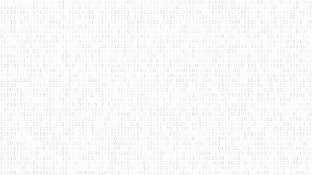 Abstract background of ones and zeros Abstract light background of zeros ad ones in white and gray colors. binary code stock illustrations