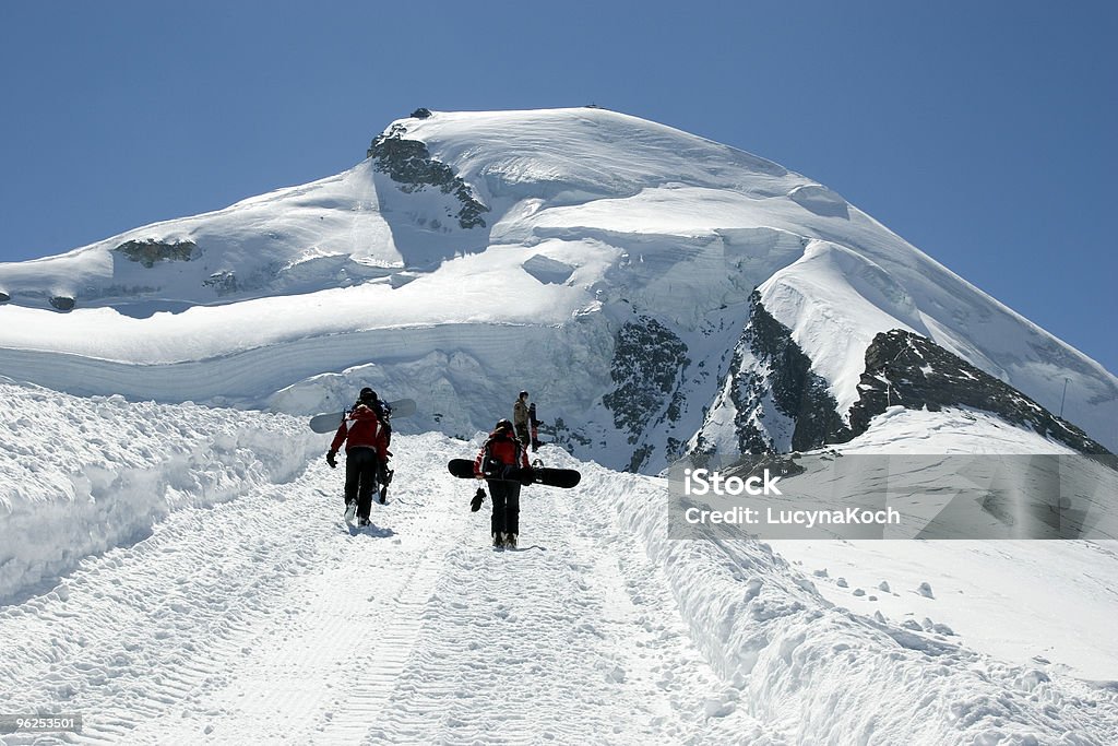 Snowboarder Und Allalinhorn - Lizenzfrei Saas Fee Stock-Foto