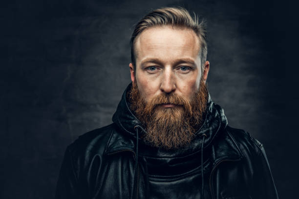 istock Redhead bearded male in leather jacket. 962538624