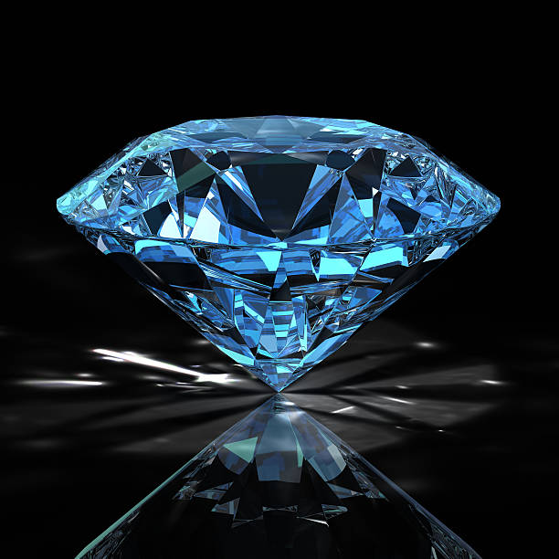 istock Large diamond jewel with reflections on black background 96253990