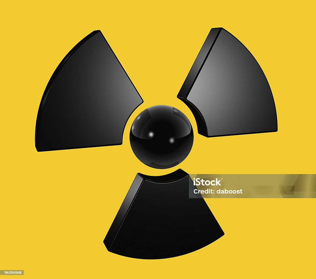 3 D simbolo di materiali nucleari - Foto stock royalty-free di Sfondo giallo