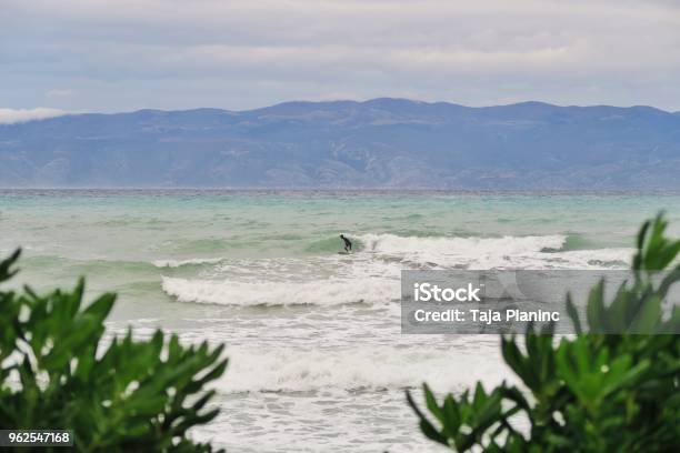 Young Man Surfing Adriatic Sea Mediterranean Sea Waves Cold Water Stock Photo - Download Image Now