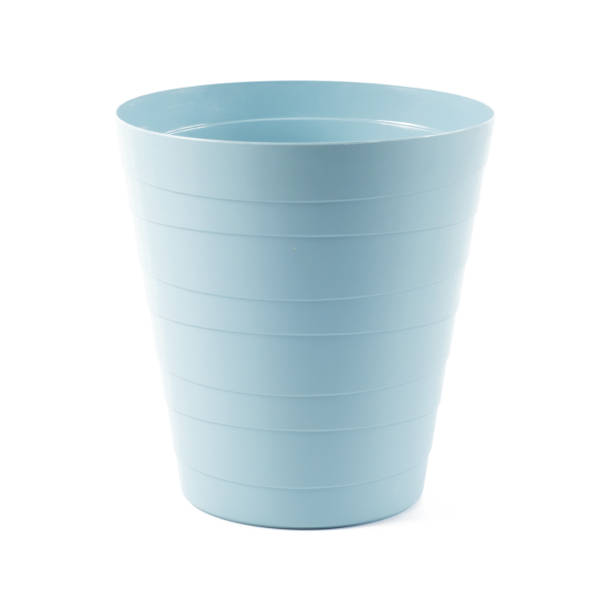 Big blue plastic basket isolated over white background