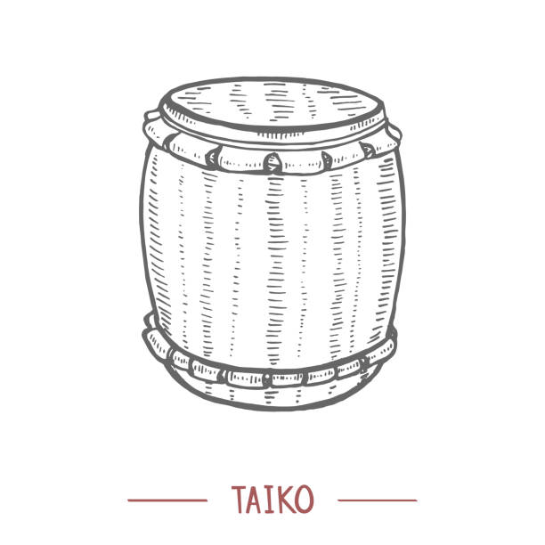 타이 코 손에 그린 스타일 - taiko drum stock illustrations