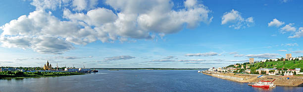 Panoramic view of Oka river in Nizhny Novgorod stock photo