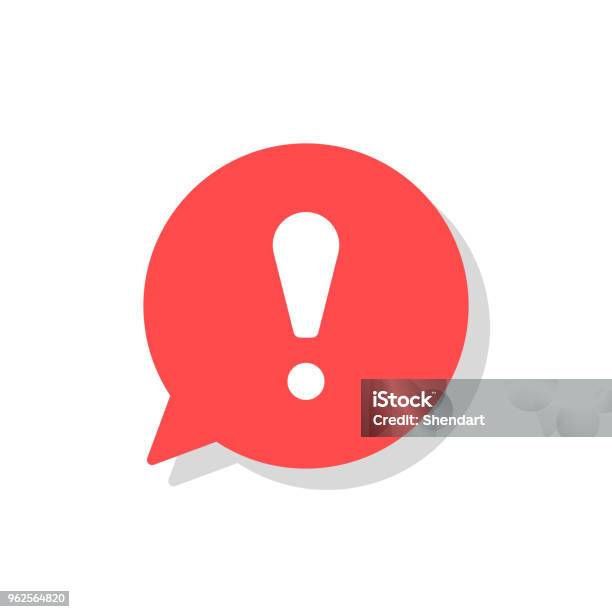 Exclamation Mark In Bubble Speech Vector Icon Concept Os Attention Or Warning Sign Danger Information Or Risk Info Icon Flat Vector Illustration Isolated On White Background Stock Illustration - Download Image Now