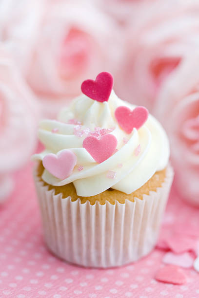 istock Cupcake with heart ornaments for Valentine's Day 96256675