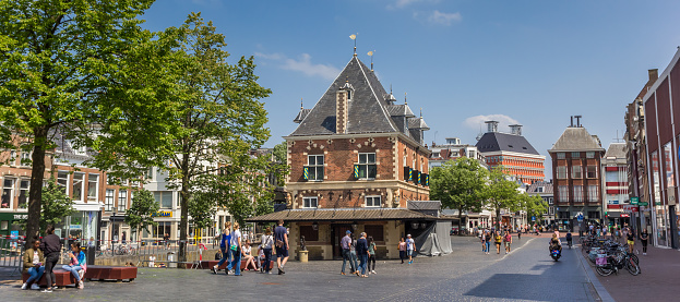 Leeuwarden, Netherlands - May 20, 2018: Panorama of the weigh house building in Leeuwarden, Netherlands