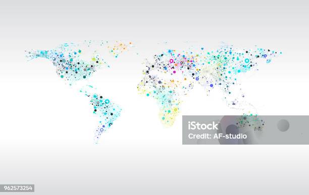 Abstract Map Network Abstract Network World Map Background Stock Illustration - Download ...