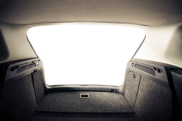 open car trunk on white background open car trunk isolated on white background car trunk stock pictures, royalty-free photos & images