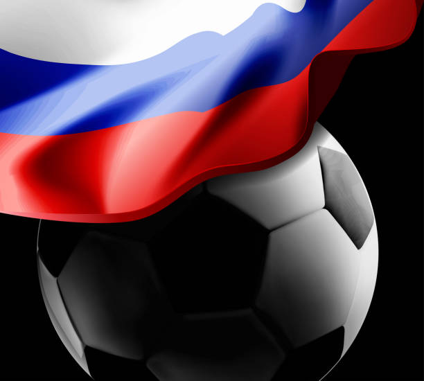 istock Soccer Russia with flag and football ball. Vector illustration 962580990