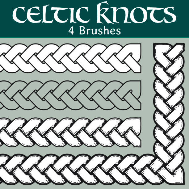 ilustraciones, imágenes clip art, dibujos animados e iconos de stock de cepillos de nudos celtas - celtic culture tied knot frame braided