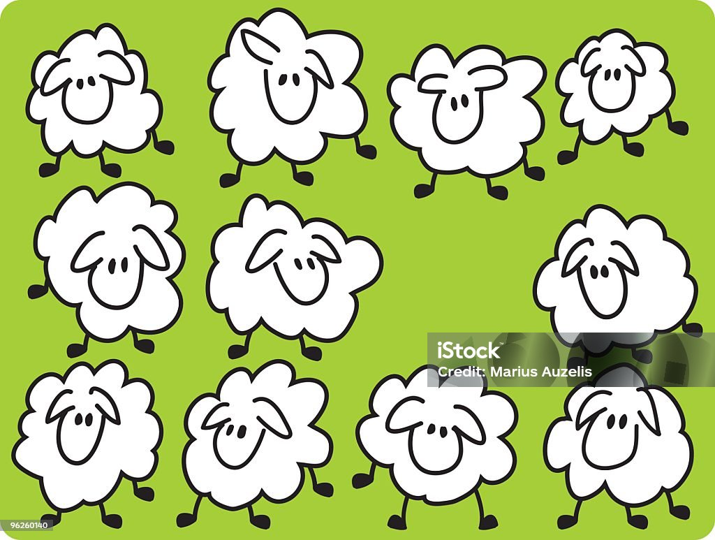 Onze sheeps. - Vetor de Animal royalty-free