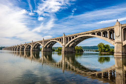 The bridge connects Columbia and Wrightsville over the Susquehanna River.