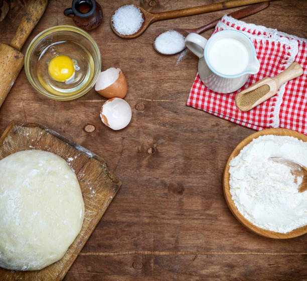 istock dough made from white wheat flour and ingredients for cooking 962603684