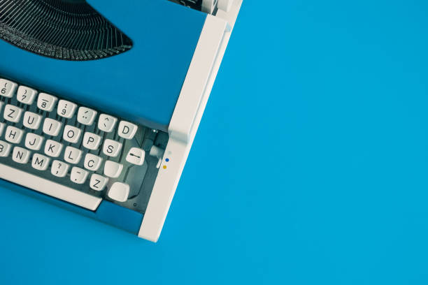 istock Flat lay of retro hipster typewriter pastel concept. 962608720