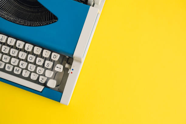 istock Flat lay of retro hipster typewriter pastel concept. 962611544