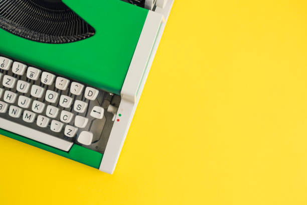 istock Flat lay of retro hipster typewriter pastel concept. 962611714