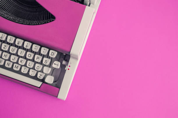 istock Flat lay of retro hipster typewriter pastel concept. 962611838