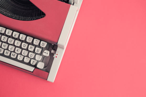 istock Flat lay of retro hipster typewriter pastel concept. 962614042
