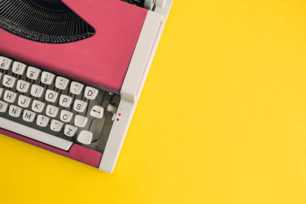 istock Flat lay of retro hipster typewriter pastel concept. 962614108
