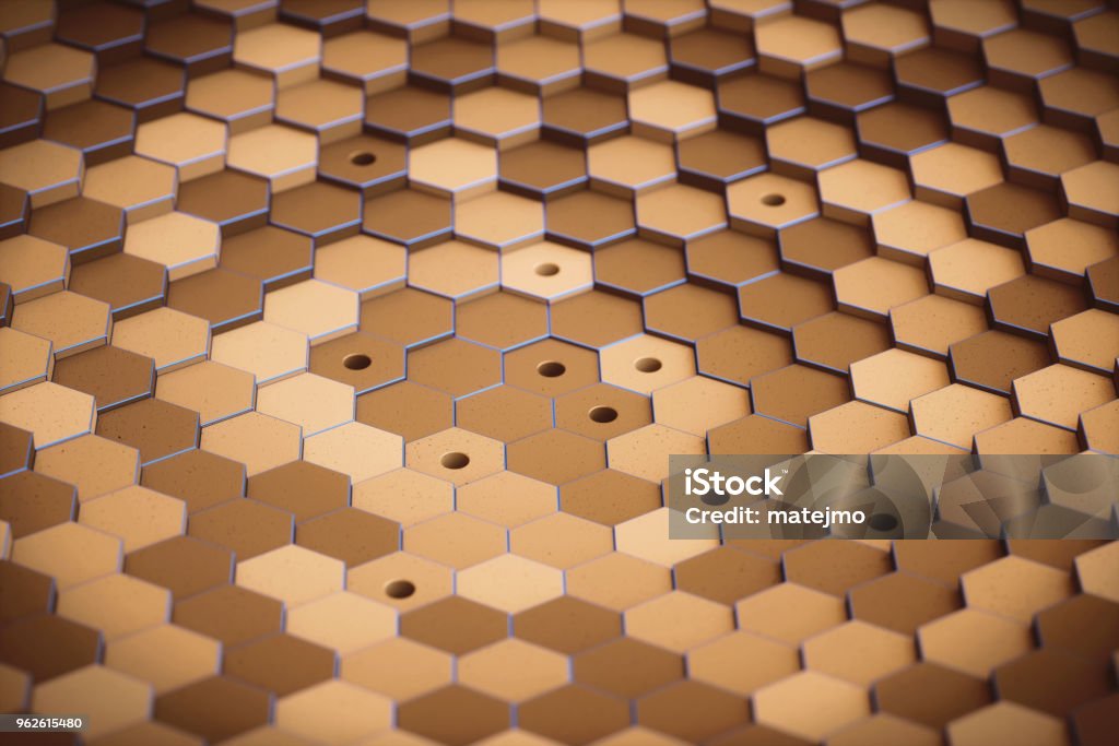 Futuristic hexagonal structure extreme close up A honeycomb 3D structure made out of blue hexagons. This image represents abstract art, design or science fiction technology. Abstract Stock Photo