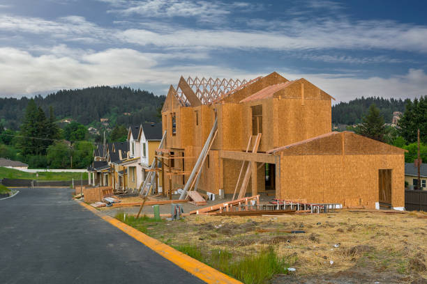 New home construction in Happy Valley Oregon suburban subdivision stock photo