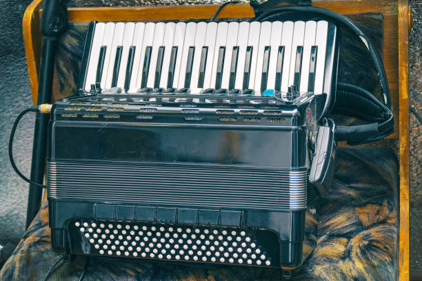 istock Electric accordion on a natural background 962619174