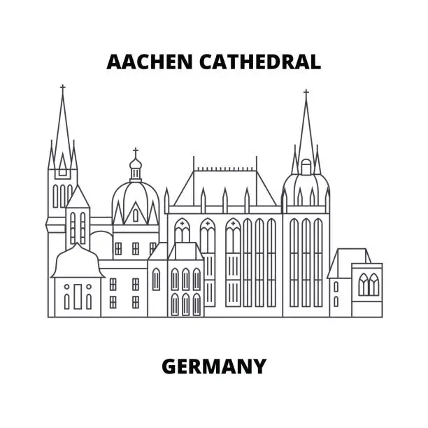 Vector illustration of Aachen Cathedral, Germany line icon concept. Aachen Cathedral, Germany linear vector sign, symbol, illustration.