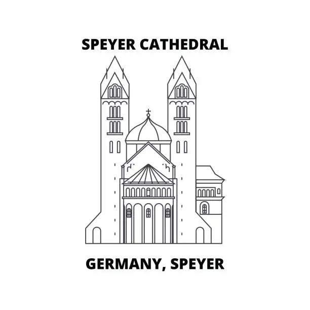 Vector illustration of Germany, Speyer, Speyer Cathedral line icon concept. Germany, Speyer, Speyer Cathedral linear vector sign, symbol, illustration.