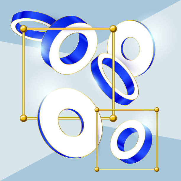 ilustrações de stock, clip art, desenhos animados e ícones de 3d design elements, abstract background, vector illustration. - gold chain chain circle connection