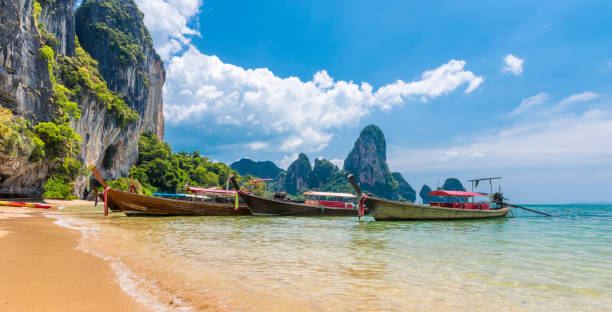 istock Long tail boat tropical beach, Krabi, Thailand 962621778