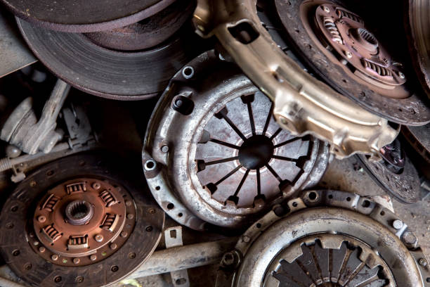 istock used basket and clutch disc mechanical transmission on the heap. 962624130