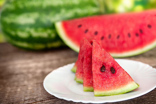 Tasty watermelon slices on a plate