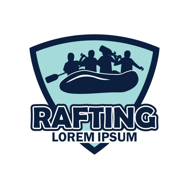 insygnia raftingowe, ilustracja wektorowa - sports team teamwork sport rowing fun stock illustrations