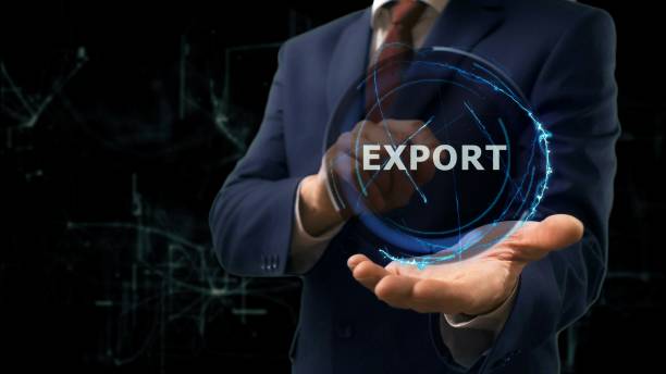 istock Businessman shows concept hologram Export on his hand 962633320