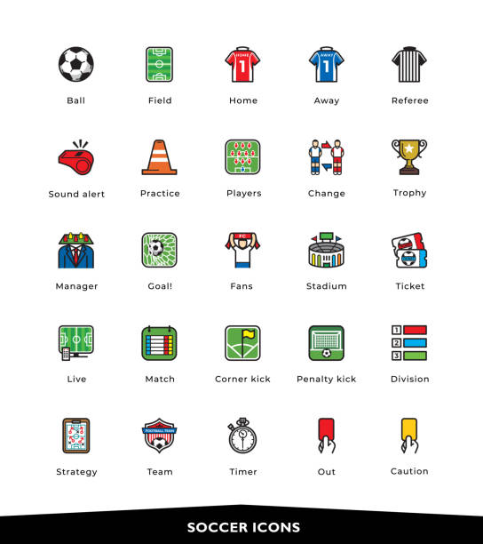 stockillustraties, clipart, cartoons en iconen met voetbal pictogrammen - gele kaart illustraties