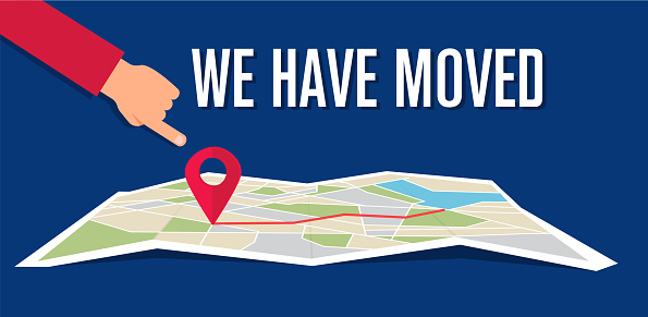 We have moved, changed address navigation, flat illustration vector, changed address navigation