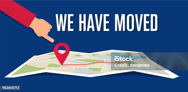 We Have Moved Changed Address Navigation Flat Illustration Vector Stock Illustration - Download Image Now