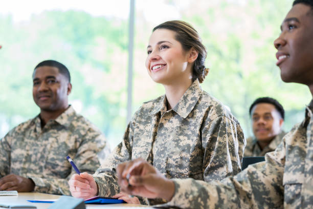 istock Attentive students in military academy 962642208