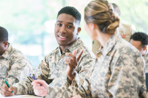 istock Military cadets talk before class in military academy 962642226